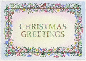 Tits: Christmas Greetings in decorative border