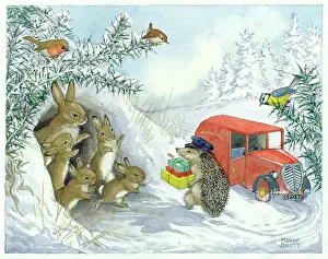 Christmas hedgehog postman by Molly Brett