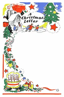 Wickham: Christmas letter heading with skaters