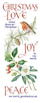 Marker: Christmas Love, Joy, Peace ? with robin