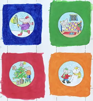 Tags: Christmas Mouse - four gift tags