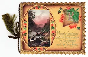 David Pearson: Christmas and New Year card with initial R