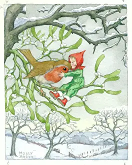 Christmas robin and pixie by Molly Brett