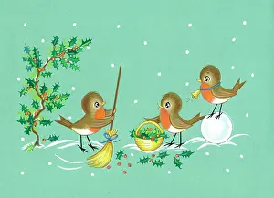 Adair: Christmas scene with robins