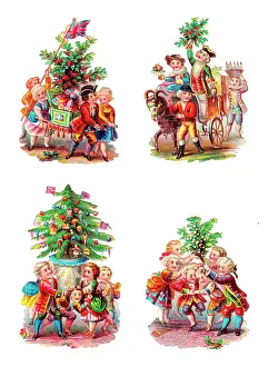 Bauble: Christmas scenes on four Victorian scraps