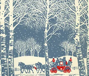 Silhouettes: Christmas stage coach