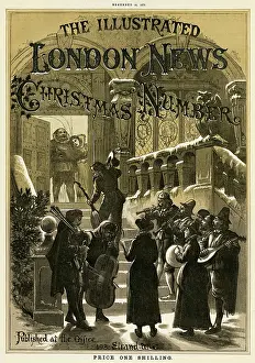 Carolling: Christmas supplement front cover for 1875
