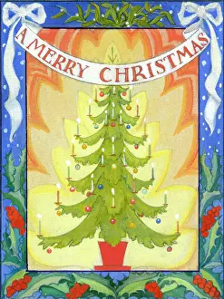 Forestier: Christmas Tree with Candles and coloured balls