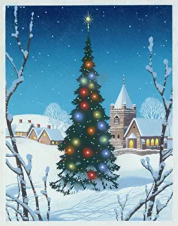 Cute Christmas: Christmas Tree with coloured lights