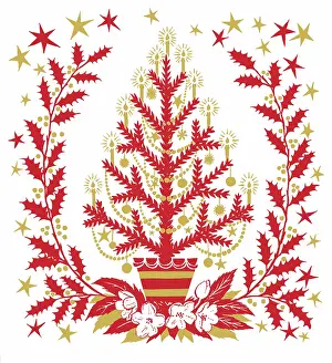 Haywood: Christmas tree with holly and stars