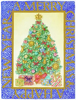 Overlay: Christmas tree with snowflake border