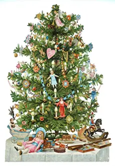 Christmas tree with toys underneath