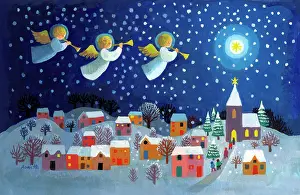 Jane Gordon Clark: Christmas Village with Angels