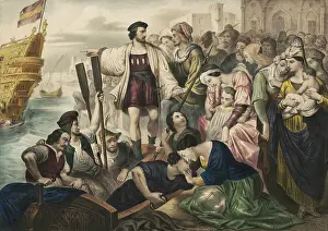 Admiration: Christopher Columbus and his crew leaving the
