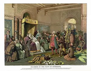 Prosperity: Christopher Columbus standing before the King