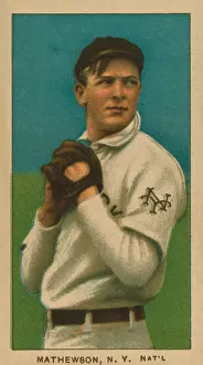 Pitching: Christy Mathewson, 1911 baseball card published