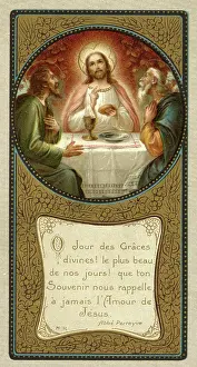 Eucharist: Chromolithograph Devotional Card - First Communion