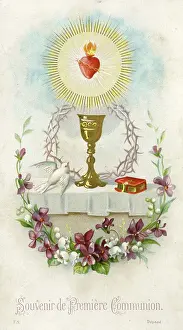 Grail: Chromolithograph Devotional Card - First Communion