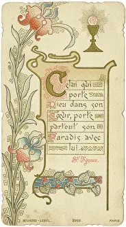 Grail: Chromolithograph Devotional Card - First Communion
