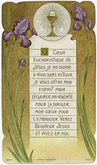 Gilding: Chromolithograph Devotional Card - Flowers