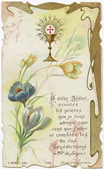 Eloy: Chromolithograph Devotional Card - Flowers