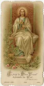 Eloy: Chromolithograph Devotional Card - Jesus seated