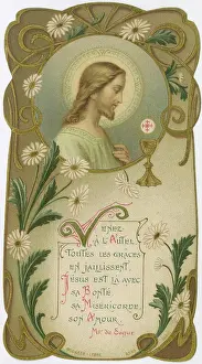 Devotional: Chromolithograph Devotional Card - Portrait of Jesus
