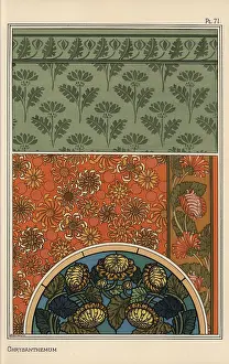 Grasset: Chrysanthemum in art nouveau patterns
