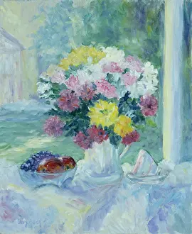 Sill: Chrysanthemums on a Window Sill