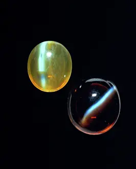 Glassy: Chrysoberyl cat's eyes