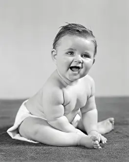 Diaper: Chubby Baby with Expressive Face Wearing Diaper