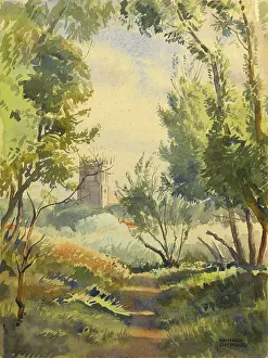 Dappled: Church seen from a wood