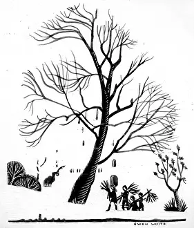 Gwen: Church in Snow ? with tree in foreground