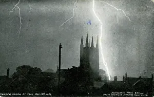 Thunderstorm: Church During Thunderstorm with Lightning, Mere, Wiltshire