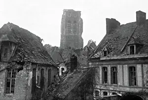 Bethune: Church tower at Bethune, Western Front, WW1