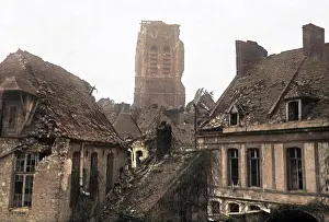 Arras: Church tower at Bethune, Western Front, WW1