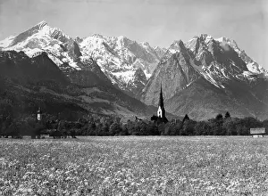 Burgstraße: The two churches of Garmisch, 1928