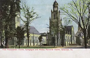 Presbyterian: Two churches and a synagogue, Savannah, Georgia, USA