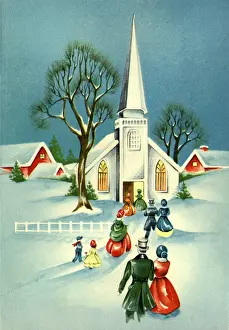 Churchgoers: Churchgoers in Snow
