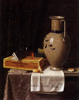 Harnett: Cigar Box, Pitcher, and New York Herald