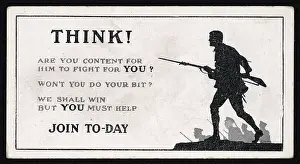Cigarette card for recruitment WWI