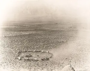 Circling: Circle of covered wagons on open plain