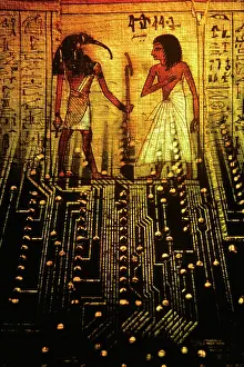 Progression: Circuit and Scene on Egyptian Scroll God Thoth Inventor