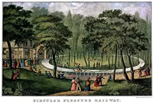 Peddle: Circular Pleasure Railway - Currier and Ives Lithograph