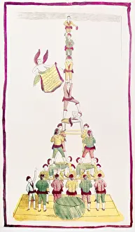 Showmen: circus, acrobatics, human pyramid, poster, copper