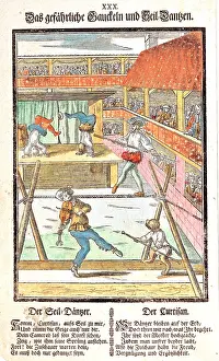 Juggler: circus, acrobatics, tightrope walking, woodcut