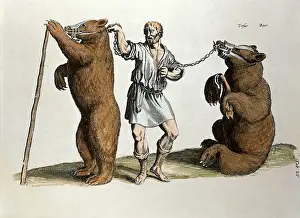 Matthaeus: circus, animal training, bear trainer, engraving