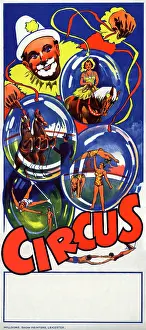 Acrobats: Circus poster with clown and acrobats