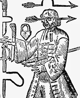 Spearing: circus, showmen, illusionist, magic trick of
