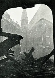Guildhall: City of London Guildhall after night raid, WW2